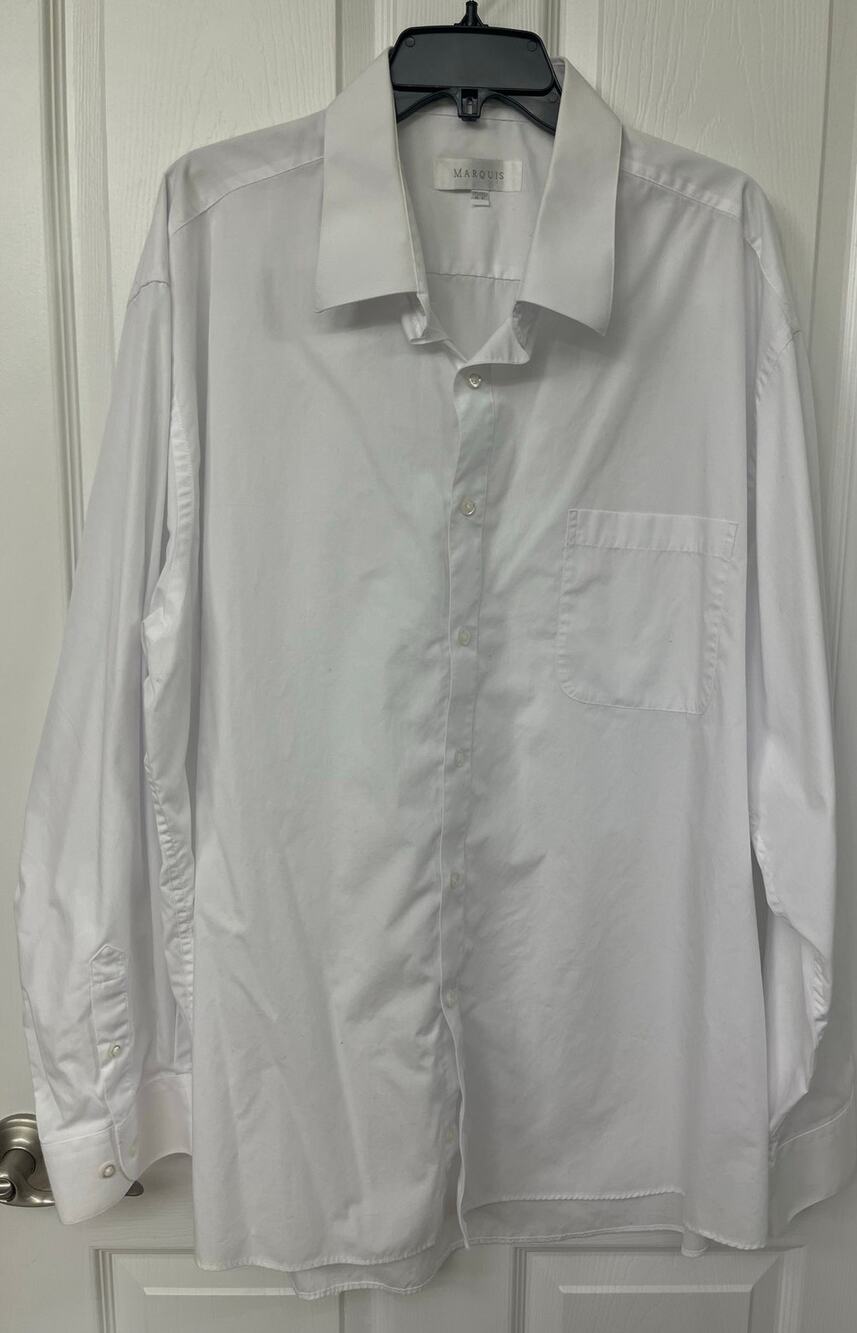 Marquis Men's 19.5 (3XL) 36-17 white long sleeve business professional shirt